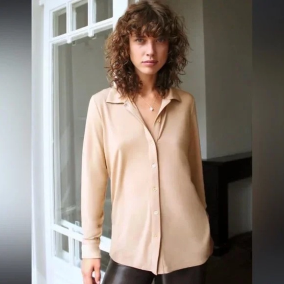 Aritzia Wilfred Navy Long Sleeve Jessie Blouse - Picture 2 of 3